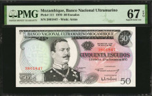 MOZAMBIQUE. Banco Nacional Ultramarino. 50 Escudos, 1970. P-111. PMG Superb Gem Uncirculated 67 EPQ.

Estimate: $75.00-$125.00