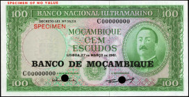 MOZAMBIQUE. Banco Nacional Ultramarino. 100 Escudos, 1961. P-117s. Specimen. Uncirculated.

Estimate: $50.00-$100.00