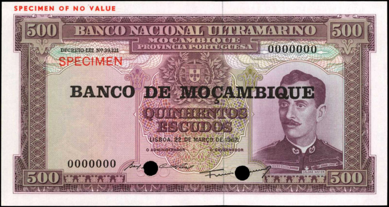 MOZAMBIQUE. Banco Nacional Ultramarino. 500 Escudos, 1961. P-118s. Specimen. Unc...