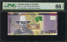NAMIBIA. Bank of Namibia. 200 Namibia Dollars, 2012. P-15. PMG Gem Uncirculated 66 EPQ.

Watermark of K.H. Witbooi.

Estimate: $50.00-$100.00