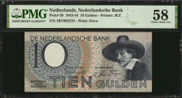 NETHERLANDS. Lot of (2). Nederlandsche Bank. 10 & 100 Gulden, 1942-44. P-51c & 59. PMG Choice About Uncirculated 58.

Estimate: $50.00-$100.00