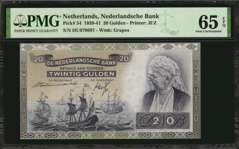 NETHERLANDS. Nederlandsche Bank. 20 Gulden, 1939-41. P-54. PMG Gem Uncirculated ...