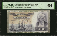NETHERLANDS. Nederlandsche Bank. 20 Gulden, 1939-41. P-54. PMG Choice Uncirculated 64.

Printed by JEZ.

Estimate: $150.00-$200.00