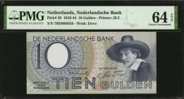 NETHERLANDS. Lot of (2). Nederlandsche Bank. 10 Gulden, 1943-44. P-59. Consecutive. PMG Choice Uncirculated 64 EPQ.

2 consecutive pieces.

Estimate: ...