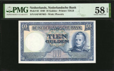 NETHERLANDS. Nederlandsche Bank. 10 Gulden, 1949. P-83. PMG Choice About Uncirculated 58 EPQ.

Estimate: $150.00-$250.00