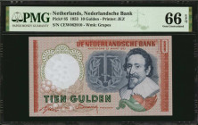 NETHERLANDS. Nederlandsche Bank. 10 Gulden, 1953. P-85. PMG Gem Uncirculated 66 EPQ.

Estimate: $100.00-$150.00