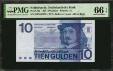 NETHERLANDS. Nederlandsche Bank. 10 Gulden, 1968. P-91a. PMG Gem Uncirculated 66 EPQ.

Estimate: $100.00-$150.00