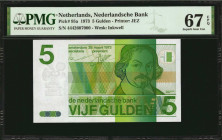 NETHERLANDS. Lot of (3). Nederlandsche Bank. 5, 10 & 25 Gulden, 1968-73. P-95a, 91b &92a. PMG Gem Uncirculated 66 EPQ to Superb Gem Unc 69 EPQ.

Estim...