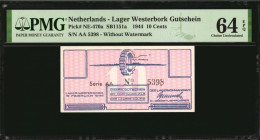 NETHERLANDS. Lager Westerbork Gutschein. 10 Cents, 1944. P-NE-470a. PMG Choice Uncirculated 64 EPQ.

Estimate: $50.00-$100.00