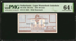 NETHERLANDS. Lager Westerbork Gutschein. 50 Cents, 1944. P-NE-472b. PMG Choice Uncirculated 64 EPQ.

Estimate: $75.00-$100.00