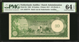 NETHERLANDS ANTILLES. Bank van de Nederlandse Antillen. 10 Gulden, 1962. P-2b. PMG Choice Uncirculated 64 EPQ.

Estimate: $100.00-$200.00