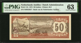 NETHERLANDS ANTILLES. Bank van de Nederlandse Antillen. 50 Gulden, 1972. P-11b. PMG Choice Uncirculated 63.

Printed by JEZ. PMG comments "Minor Repai...