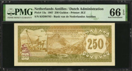 NETHERLANDS ANTILLES. Bank van de Nederlandse Antillen. 250 Gulden, 1967. P-13a. PMG Gem Uncirculated 66 EPQ.

Estimate: $150.00-$250.00