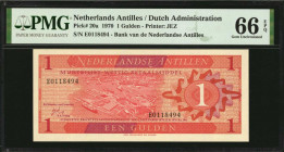 NETHERLANDS ANTILLES. Lot of (3). Bank van de Nederlandse Antillen. 1, 2 1/2 & 5 Gulden, 1970 & 1984. P-15b, 20a, & 21a. PMG Gem Uncirculated 66 EPQ t...