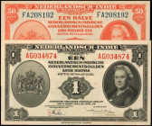 NETHERLANDS INDIES. Lot of (2). Nederlandsch-Indie Muntbiljet. 50 Cent & 1 Gulden, 1943. P-110 & 111. Very Fine.

Estimate: $50.00-$75.00