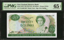 NEW ZEALAND. Reserve Bank of New Zealand. 20 Dollars, ND (1977-81). P-167d. Radar Serial Number. PMG Gem Uncirculated 65 EPQ.

Radar serial number fou...