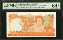 NEW ZEALAND. Reserve Bank of New Zealand. 50 Dollars, ND (1981-85). P-174a. PMG Choice Uncirculated 64 EPQ.

Birth year serial number of 002000 found ...