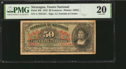 NICARAGUA. Tesoro Nacional. 50 Centavos, 1910. P-43b. PMG Very Fine 20.

Printed by ABNC. Printed signature of J.J. Estrada at center. PMG comments "R...