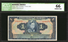 NICARAGUA. Banco Nacional de Nicaragua. 1 Cordoba, 1941. P-90a. ICG Choice Uncirculated 66.

Estimate: $50.00-$100.00