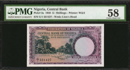 NIGERIA. Central Bank of Nigeria. 5 Shillings, 1958. P-2a. PMG Choice About Uncirculated 58.

Estimate: $100.00-$200.00