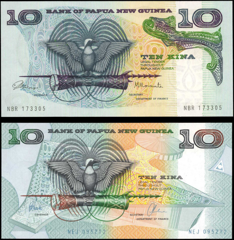 PAPUA NEW GUINEA. Lot of (2). Bank of Papua New Guinea. 10 Kina, Mixed Dates. P-...