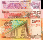 PAPUA NEW GUINEA. Lot of (3). Bank of Papua New Guinea. 5, 20 & 50 Kina, Mixed Dates. P-14, 10 & 11. Specimens. Uncirculated.

Estimate: $75.00-$150.0...