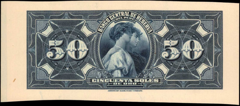 PERU. Banco Central de Reserva. 50 Soles, ND. P-Unlisted. Proof. About Uncircula...
