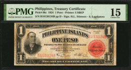 PHILIPPINES. Lot of (2) Treasury Certificates. 1 & 2 Pesos, 1924-29. P-68c & 74b. PMG Very Good 10 & Choice Fine 15.

Included in this lot are P-68c i...