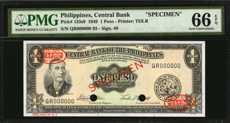 PHILIPPINES. Lot of (3). Central Bank of the Philippines. 1, 2 & 5 Pesos, 1949. ...