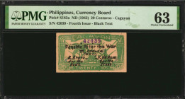 PHILIPPINES. Currency Board. 20 Centavos, ND (1942). P-S183a. PMG Choice Uncirculated 63.

Estimate: $25.00-$50.00