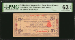 PHILIPPINES. Negros Occ. Prov. Curr. Comm. 5 Centavos, 1942. P-S641a. PMG Choice Uncirculated 63 EPQ.

Estimate: $50.00-$100.00
