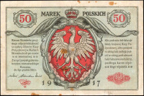 POLAND. Krajowa Polska Kasa Pozyczkowa. 50 Marek, 1917. P-5. Fine.

Staining, internal tears and thinning paper are noticed.

Estimate: $30.00-$50.00