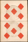 PORTUGAL. 10 of Diamonds Playing Card with Coin Impression, 1760's. Very Fine.

A ten of diamonds with an impression of a 1760 Portuguese silver coin ...