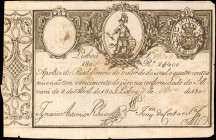 PORTUGAL. Imperial Treasury. 2400 Reis, 1805. P-17. Very Fine.

Helmeted warrior with lion at center. No red overprint.

Estimate: $150.00-$250.00
