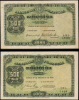 PORTUGAL. Lot of (2). Banco de Portugal. 500 Reis, 1904 & 1910. P-105a. Very Fine.

A duo of 1904 & 1910 dated 500 Reis nots, both of which are in Ver...