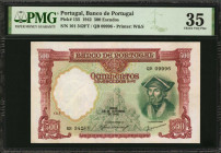 PORTUGAL. Banco de Portugal. 500 Escudos, 1942. P-155. PMG Choice Very Fine 35.

Estimate: $175.00-$250.00