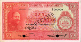 PORTUGUESE GUINEA. Banco Nacional Ultramarino. 50 Escudos, 1958. P-37s. Specimen. Uncirculated.

A popular and desirable design that's found here in s...