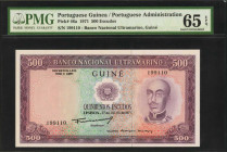 PORTUGUESE GUINEA. Banco Nacional Ultramarino. 500 Escudos, 1971. P-46a. PMG Gem Uncirculated 65 EPQ.

An excellent Gem example of this 500 Escudos de...