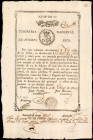 PUERTO RICO. Tesoreria Nacional. 25 Pesos, 1813. P-Unlisted. Fine.

6% interest in silver. Ink burns are noticed, along with thinning, margin wear and...