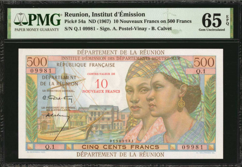 REUNION. Institut D'Emission des Departments D'Outre-Mer. 10 Nouveaux Francs, ND...