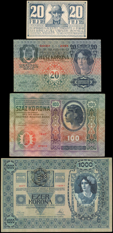 ROMANIA. Lot of (4). Mixed Banks. Mixed Denominations, 1902-19. P-R4, R9, R21 & ...