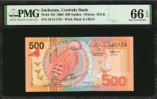 SURINAME. Lot of (4). Centrale Bank van Suriname. 500 Gulden, 2000. P-150. Consecutive. PMG Gem Uncirculated 66 EPQ.

Estimate: $150.00-$250.00