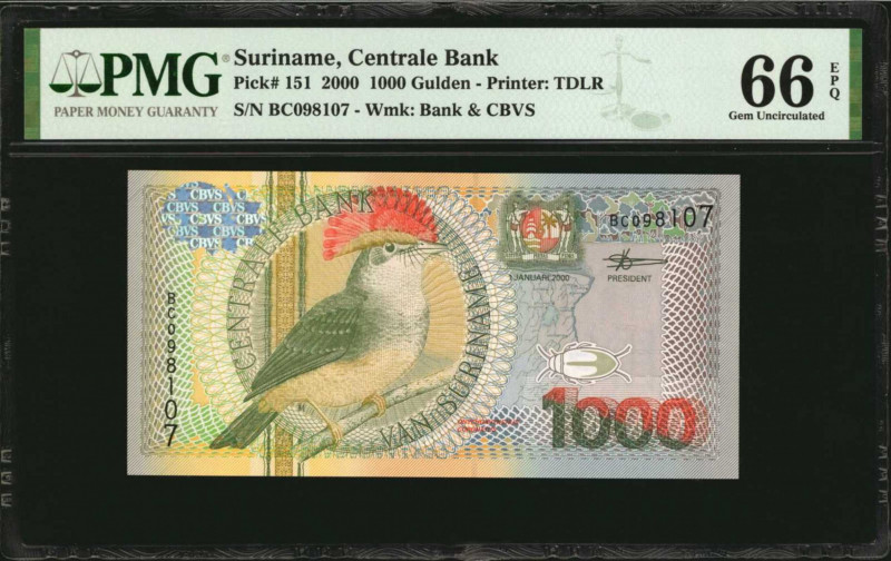 SURINAME. Lot of (5). Centrale Bank van Suriname. 1000 Gulden, 2000. P-151. Cons...
