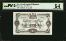 SWEDEN. Lot of (3). Sveriges Riksbank. 1 Krona, 1914. P-32a. Consecutive. PMG Choice Uncirculated 64 to Gem Uncirculated 66 EPQ.

Estimate: $75.00-$15...