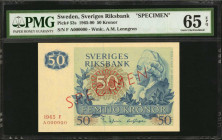 SWEDEN. Sveriges Riksbank. 50 Kronor, 1965-90. P-53s. Specimen. PMG Gem Uncirculated 65 EPQ.

Estimate: $200.00-$400.00