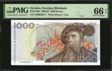 SWEDEN. Sveriges Riksbank. 1000 Kronor, 1989-92. P-60a. PMG Gem Uncirculated 66 EPQ.

2 pieces in lot. Consecutive gem examples of this 1000 Kronor de...
