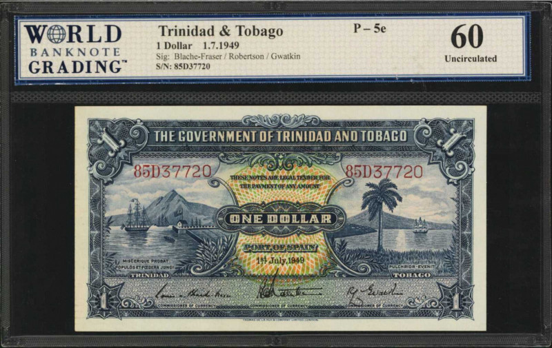 TRINIDAD & TOBAGO. Government of Trinidad and Tobago. 1 Dollar, 1949. P-5e. WBG ...