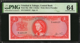 TRINIDAD & TOBAGO. Central Bank of Trinidad and Tobago. 1 Dollar, 1964. P-26a. PMG Choice Uncirculated 64.

Estimate: $50.00-$100.00