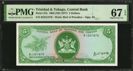 TRINIDAD & TOBAGO. Central Bank of Trinidad and Tobago. 5 Dollars, 1964 (ND 1977). P-31b. PMG Superb Gem Uncirculated 67 EPQ.

Rare this nice.

Estima...
