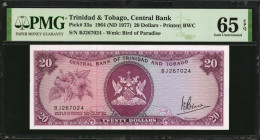 TRINIDAD & TOBAGO. Central Bank of Trinidad and Tobago. 20 Dollars, 1964 (ND 1977). P-33a. PMG Gem Uncirculated 65 EPQ.

Estimate: $125.00-$250.00